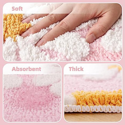 Feblilac Boho Cute Daisy Flower Tufted Bath Mat