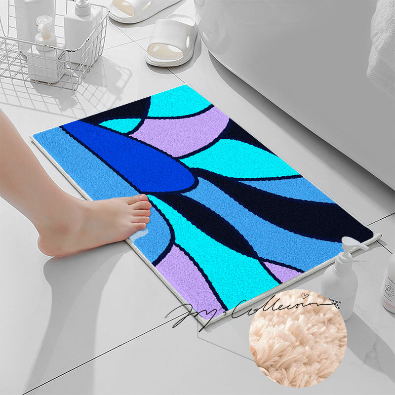 Feblilac Colorful Abstract Sea Geometric Tufted Bath Mat