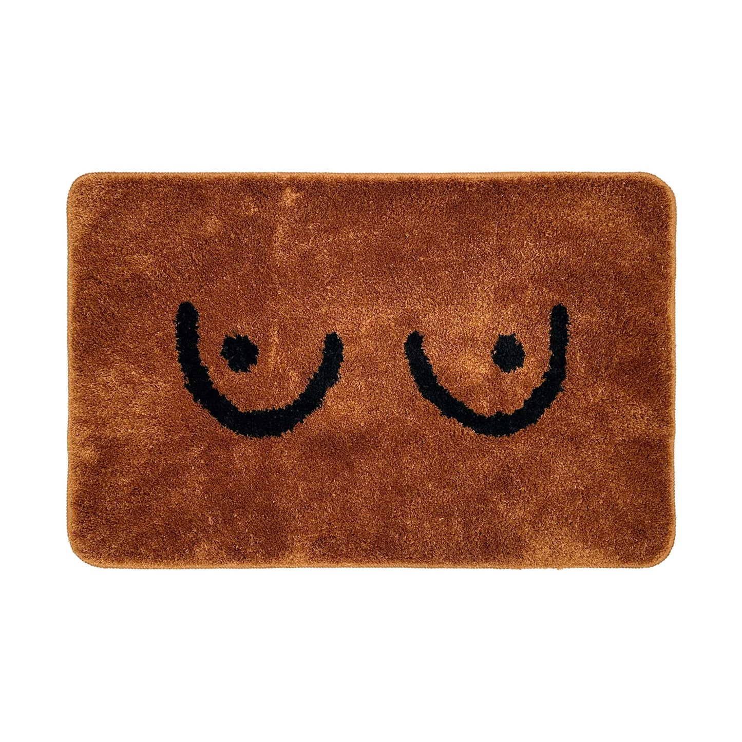 Feblilac Brown Double Skin Milk Boobs Tufted Bath Mat