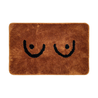 Feblilac Brown Double Skin Milk Boobs Tufted Bath Mat