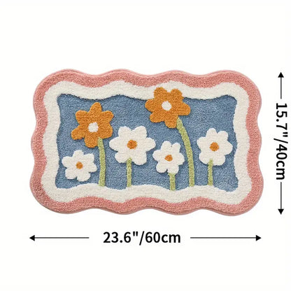 Feblilac Cute Flower Bath Mat Home Decor