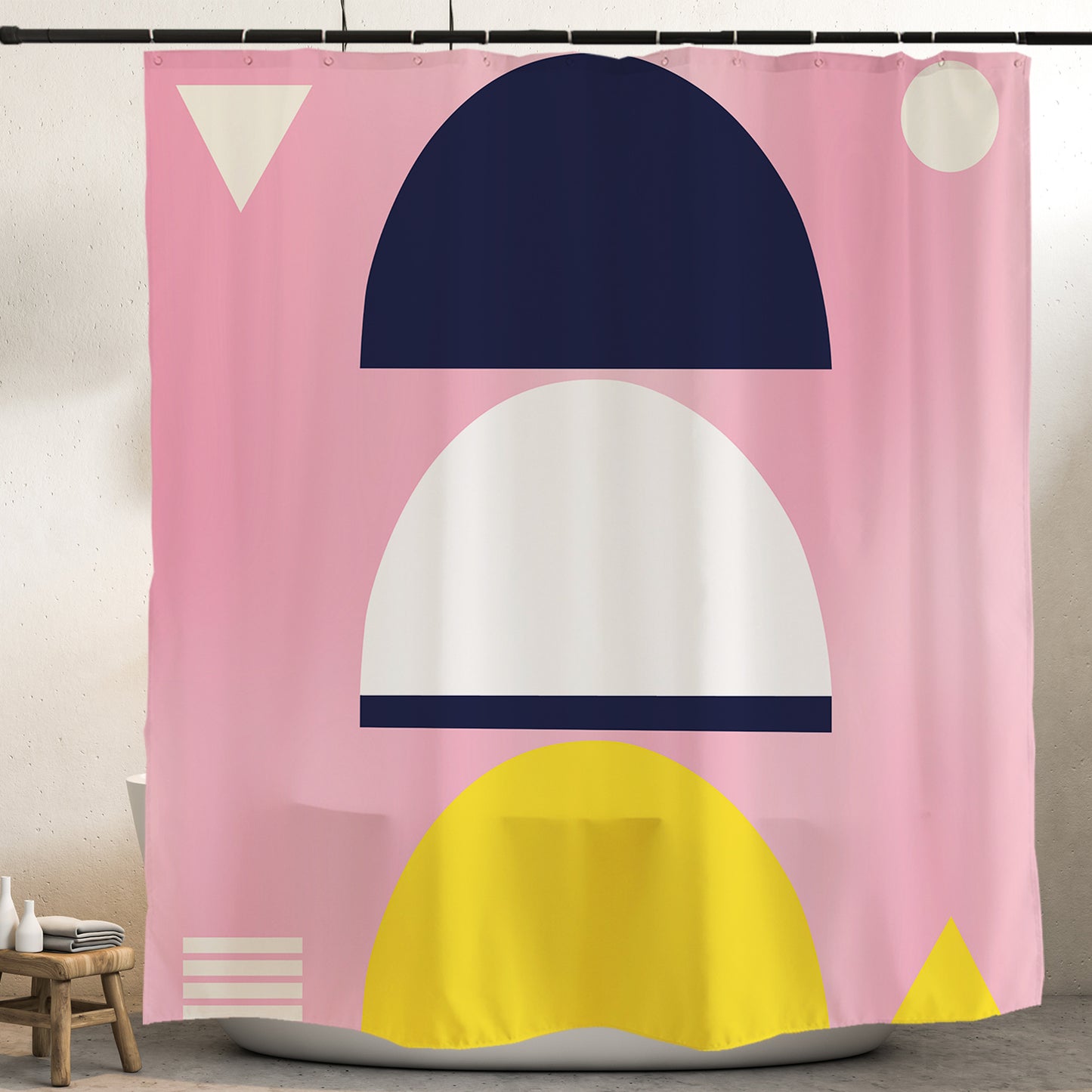 Feblilac Three Semicircles Shower Curtain with Hook