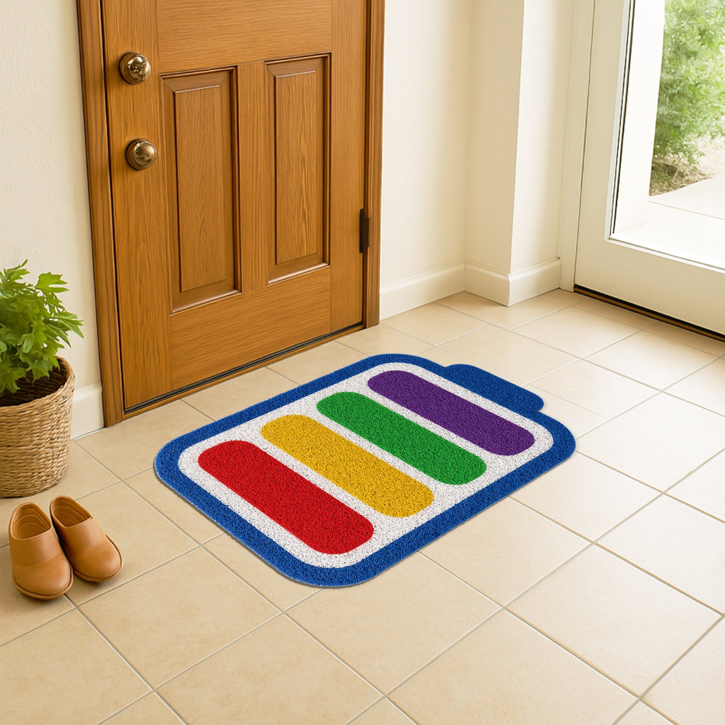 Feblilac Rainbow Battery PVC Coil Door Mat - Scene 3