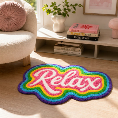 Feblilac Relax Rainbow Tufted Bath Mat – Wavy Cloud Shape