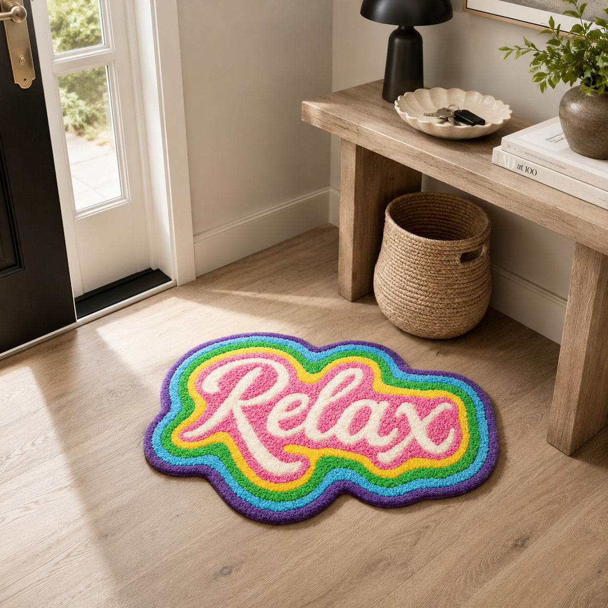 Feblilac Relax Rainbow Tufted Bath Mat – Wavy Cloud Shape