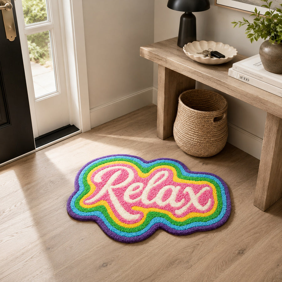 Feblilac Relax Rainbow Tufted Bath Mat – Wavy Cloud Shape