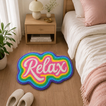 Feblilac Relax Rainbow Tufted Bath Mat – Wavy Cloud Shape