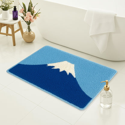 Feblilac Mount Fuji Tufted Bath Mat – Blue and White