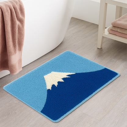 Feblilac Mount Fuji Tufted Bath Mat – Blue and White