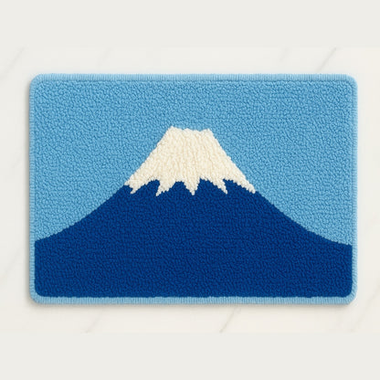 Feblilac Mount Fuji Tufted Bath Mat – Blue and White