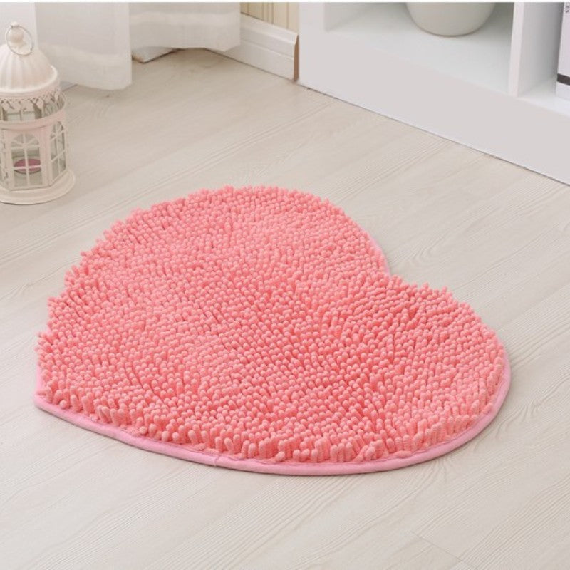Feblilac Heart-shaped Solid Chenille Non-Slip Microfiber Shag Bathroom Rug Mat - view 8