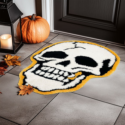 Feblilac Skull Tufted Bath Mat Funny Halloween Non-slip Bathroom Rug