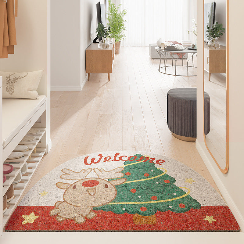 Feblilac Christmas Tree and Elk PVC Coil Door Mat