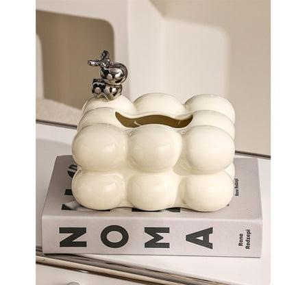 Feblilac Marshmallow Ceramic Tissue Holder