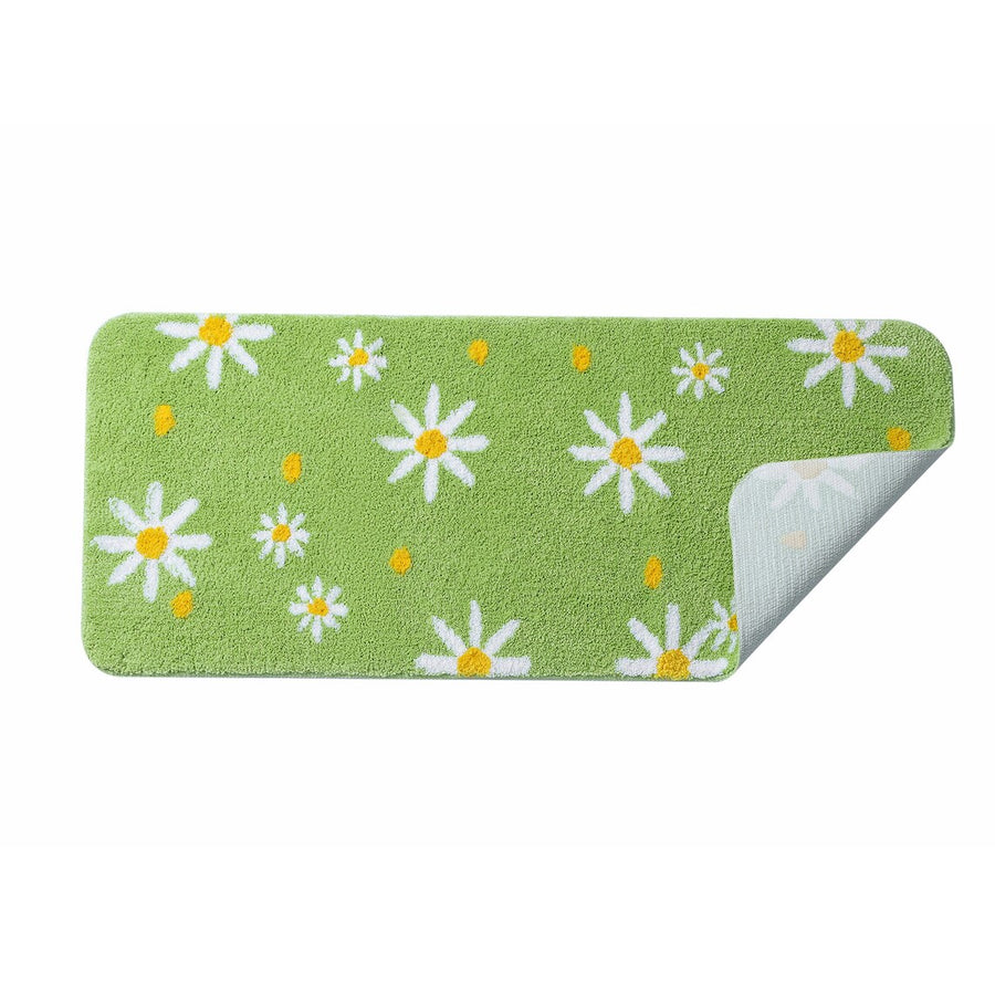 Feblilac Daisy Flowers Bedroom Runner, Floral Green Soft Indoor Area Rug, Water Absorbent Non-Slip Microfiber - view 4