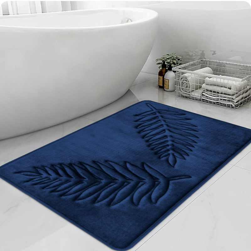 Feblilac Luxurious Embossed Leaves Memory Foam Bath Mat - view 2