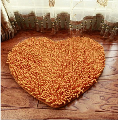 Feblilac Heart-shaped Solid Chenille Non-Slip Microfiber Shag Bathroom Rug Mat