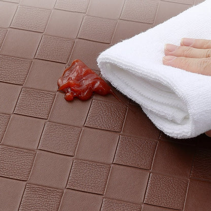 Feblilac Solid Color Grid Leather Kitchen Mat