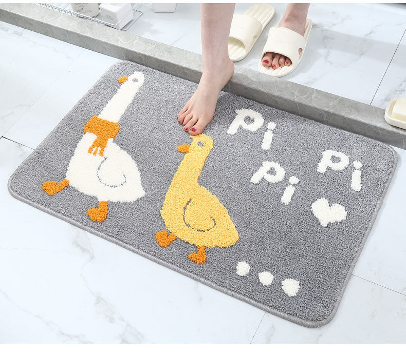 Feblilac Cute Animals Pippi Duck Tufted Bath Mat