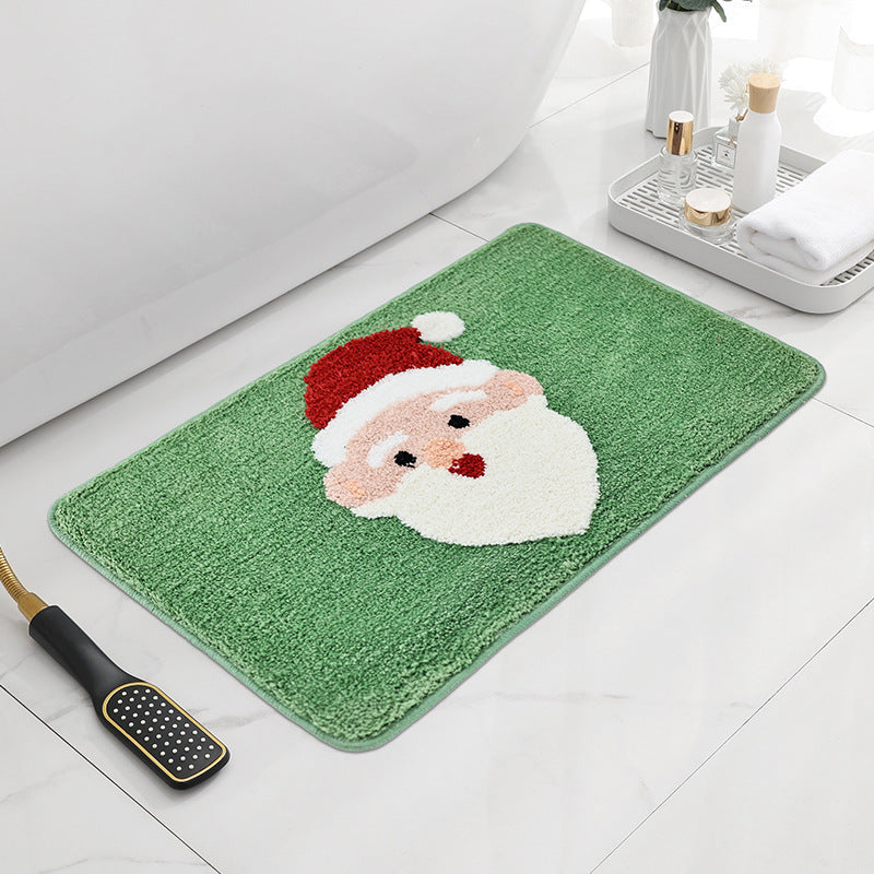 Bathroom Christmas Santa Claus head Absorbent Anti-skid Tufted Bath Mat