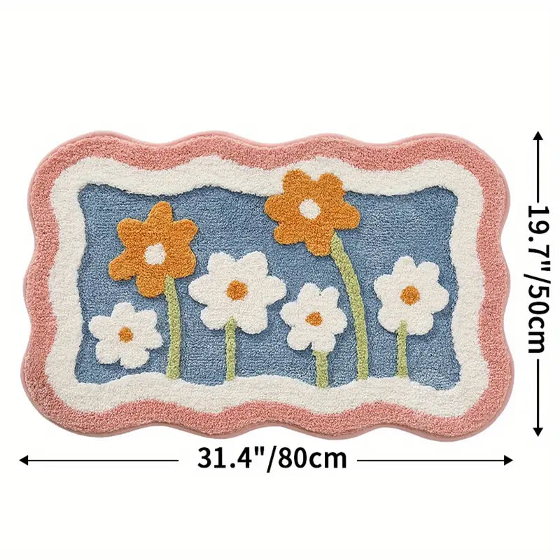 Feblilac Cute Flower Bath Mat Home Decor