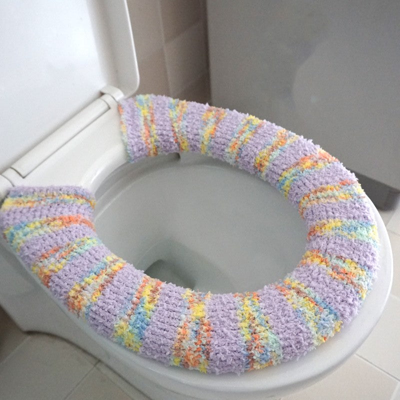 Feblilac Cute Heart/Solid/Stripe Toilet Seat Cover