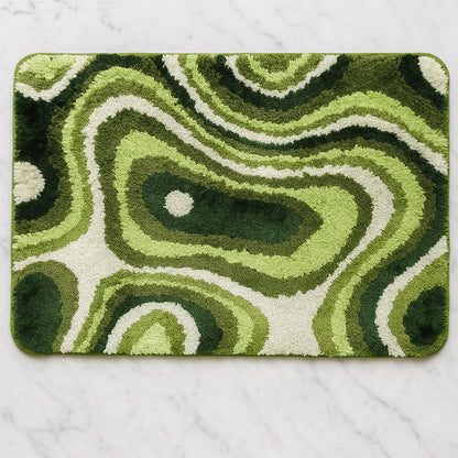 Feblilac Dizzy Green Leave Rectangle Bath Mat 50x80cm