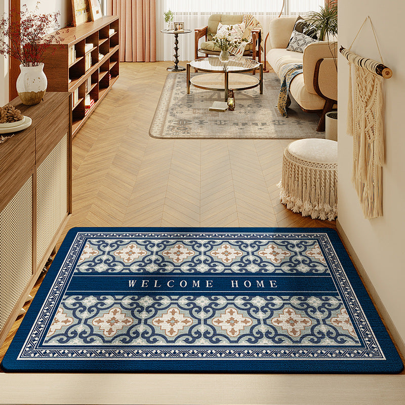 Feblilac Classic Blue Maghreb Polyester Door Mat