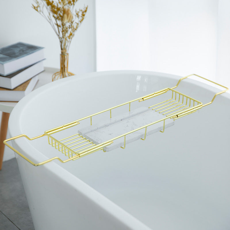 Feblilac Bathroom Telescopic Shelf Tray Bathtub Storage Tray