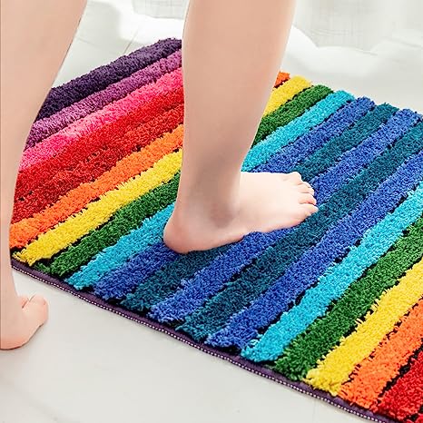Feblilac Rainbow Lines Tufted Bath Mat - view 4