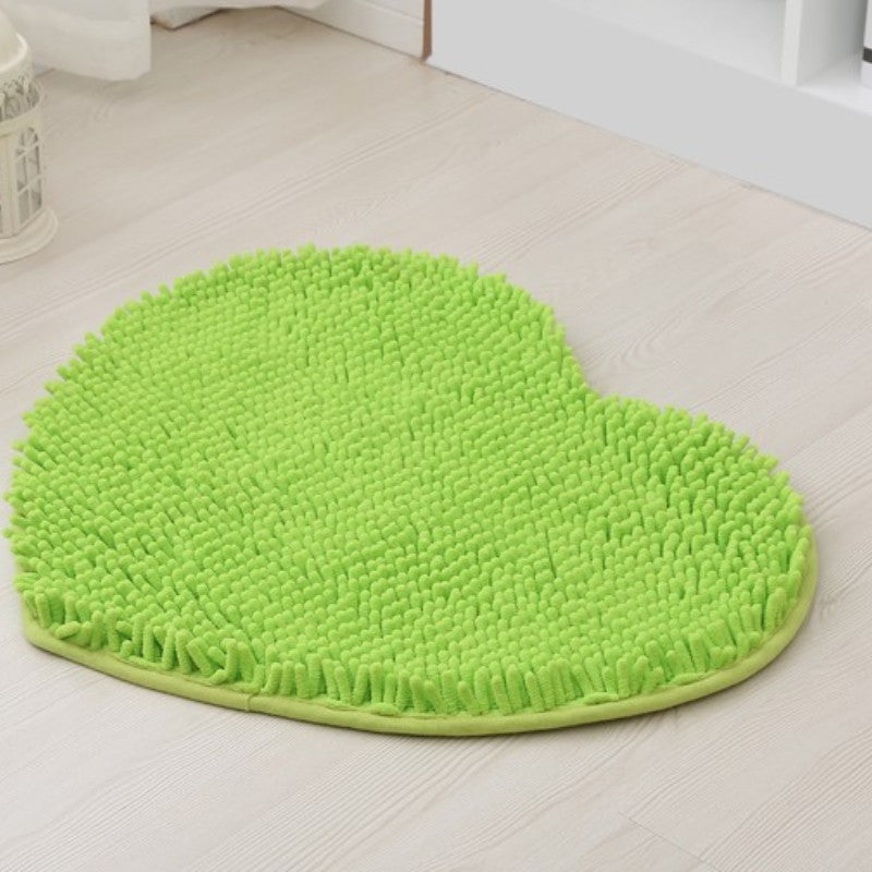 Feblilac Heart-shaped Solid Chenille Non-Slip Microfiber Shag Bathroom Rug Mat