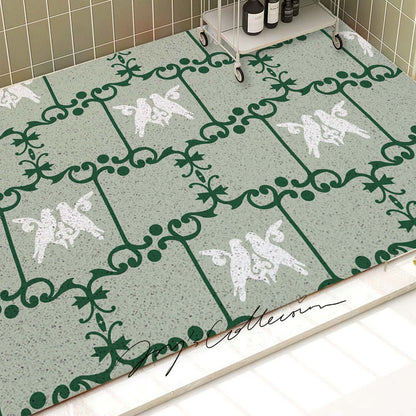 Feblilac Baroque Pigeon PVC Coil Bathtub Mat and Shower Mat