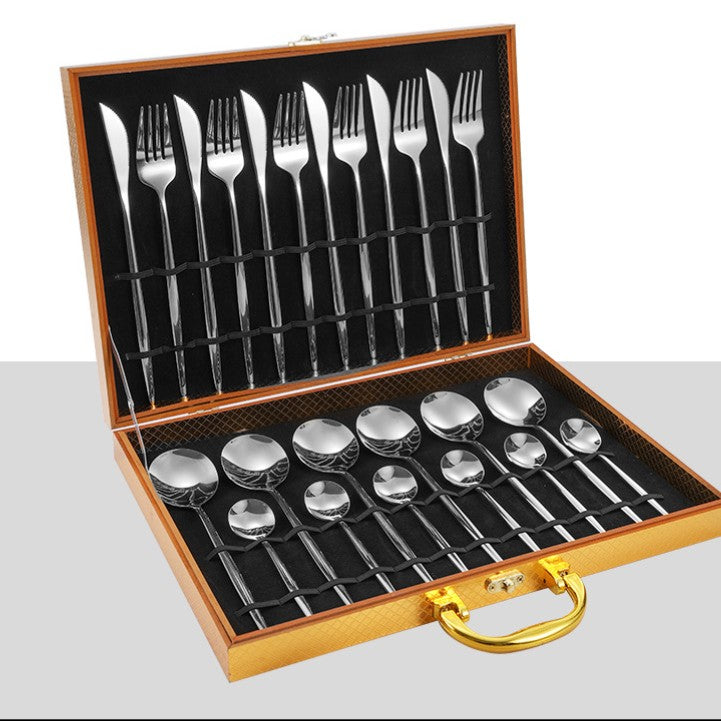 Feblilac Stainless Steel Dinnerware Knife and Fork Spoon 24pcs Set