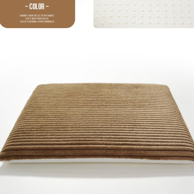 Feblilac Solid Corduroy Memory Foam Cushion Seat Pads