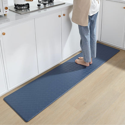 Feblilac Solid Color Grid Leather Kitchen Mat