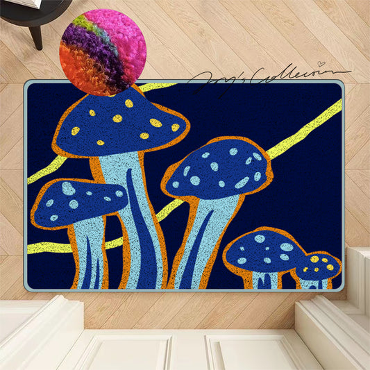 Feblilac Dark Blue Mushroom Nylon Door Mat