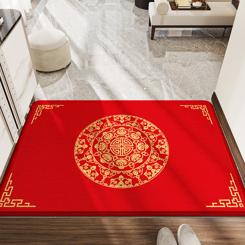 Feblilac Chinese Style Red Happy Event Polyester Door Mat