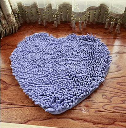 Feblilac Heart-shaped Solid Chenille Non-Slip Microfiber Shag Bathroom Rug Mat