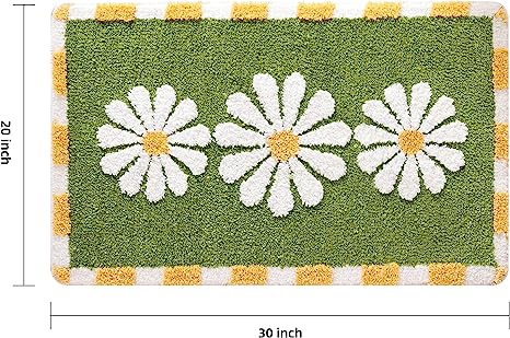 Feblilac Boho Cute Daisy Flower Tufted Bath Mat