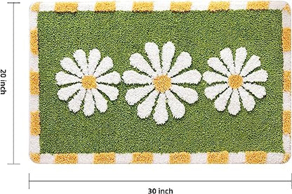 Feblilac Boho Cute Daisy Flower Tufted Bath Mat