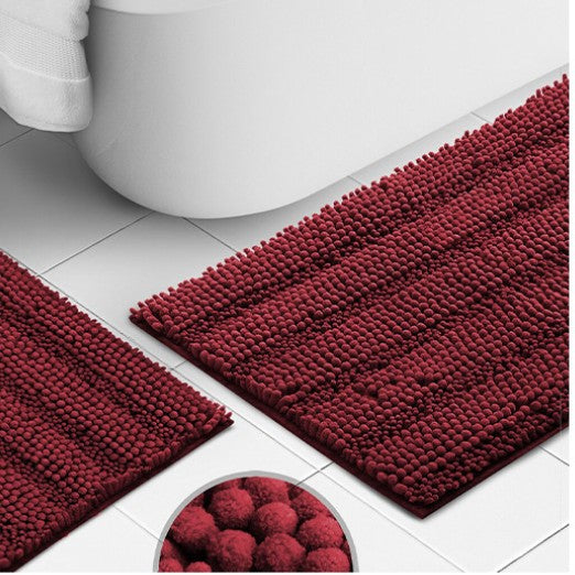 Feblilac Coarse and Fine Yarns Solid Chenille Non-Slip Microfiber Shag Bathroom Rug Mat - view 2