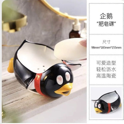 Feblilac penguin Soap Box for Bathroom