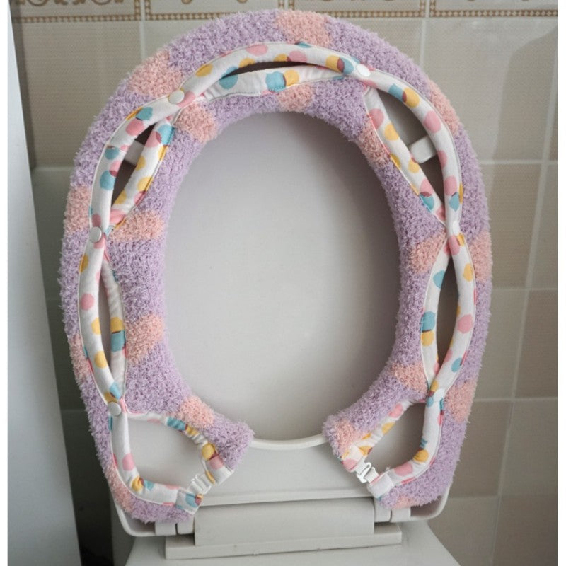 Feblilac Cute Heart/Solid/Stripe Toilet Seat Cover