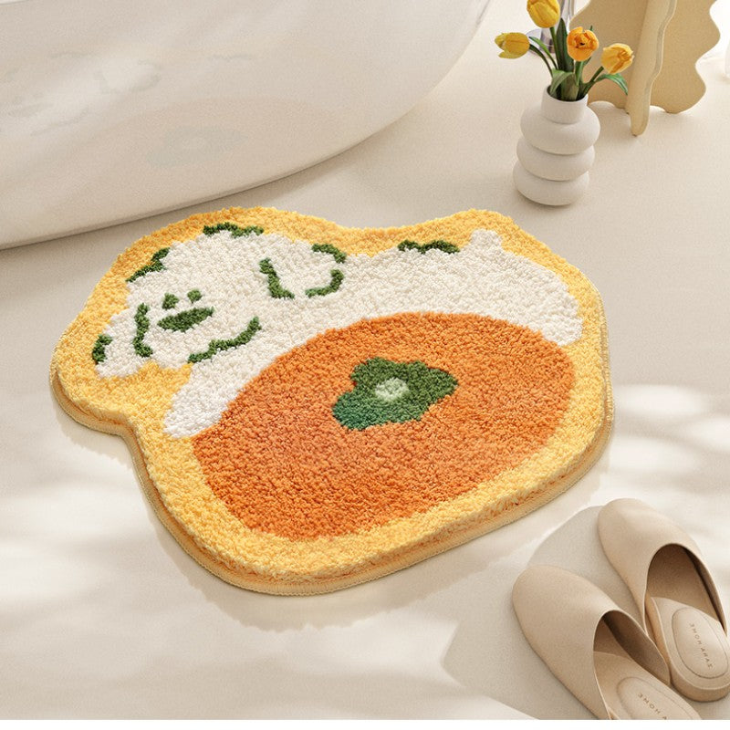 Feblilac Oranges and Dogs Tufted Bath Mat