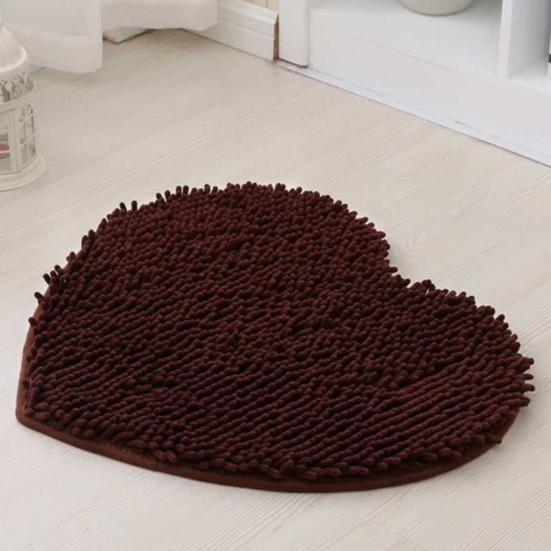 Feblilac Heart-shaped Solid Chenille Non-Slip Microfiber Shag Bathroom Rug Mat - view 11