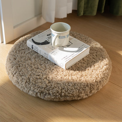 Feblilac Round Solid Faux Alpaca Plush Memory Foam Cushion