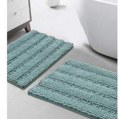 Feblilac Coarse and Fine Yarns Solid Chenille Non-Slip Microfiber Shag Bathroom Rug Mat