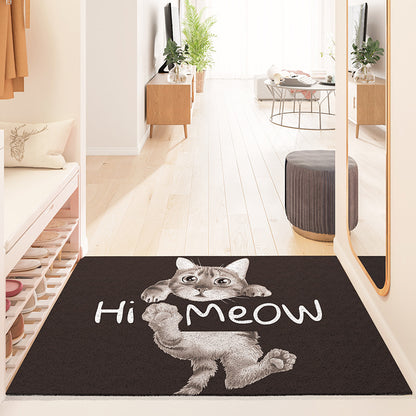 Feblilac Gray Cat PVC Coil Door Mat