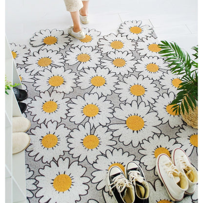 Feblilac White Daisy PVC Coil Door Mat