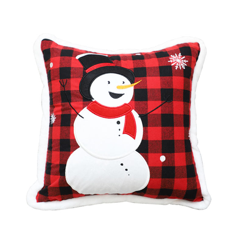 Christmas Pillow Cushion, Pine Tree Snowman Holiday Decoration, Throw Pillow